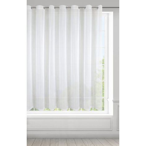 Eurofirany LUCY Tenda in Voile, Tenda Trasparente con occhielli - 1 Unità, Camera da Letto, Soggiorno, Cucina, 400 x 150cm, Bianco