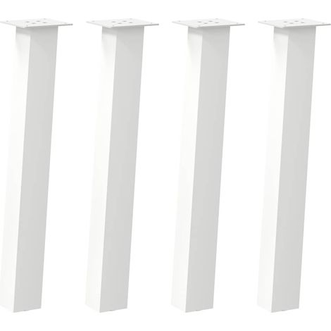 Lot de 4 pieds de table console moderne blanc 72 cm en acier thermolaqué blanc