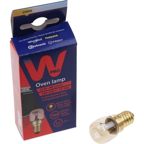 Whirlpool - bombilla para horno - t22 230-240v 15w e14s brass c - c00863216 - 8053190526586