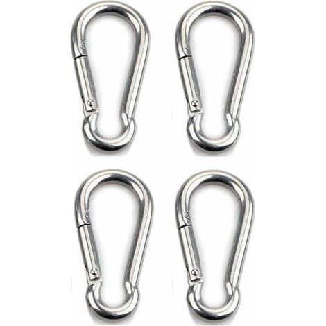 Mousqueton à fixation 4 pièces pour usage intensif, sports, chiens de verrouillage, hamac à balançoire, acier inoxydable 304, épaisseur 8 mm (1/3)