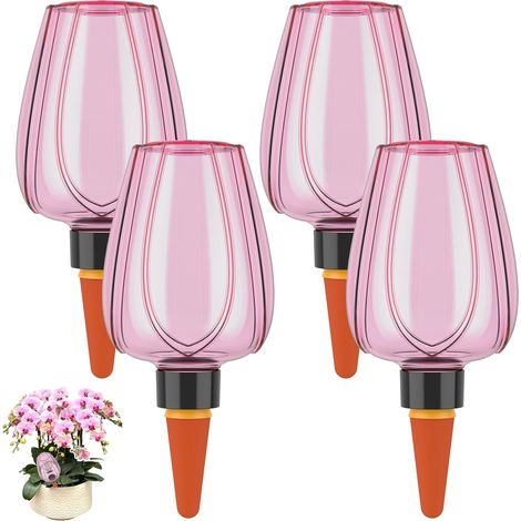 Globes d'arrosage, lot de 4, arrosage automatique des plantes, 350 ml, globe d'arrosage auto-arrosant pour l'arrosage automatique des plantes d'intérieur, de balcon et de jardin (rose, lot de 4) (1/5)