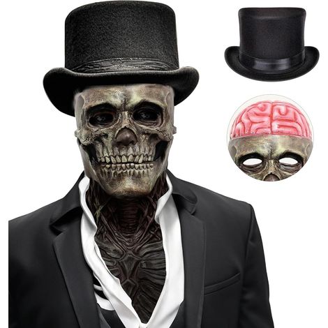 Masque de crâne intégral pour adulte, accessoire de cosplay d'horreur réaliste en latex, idéal pour Halloween.