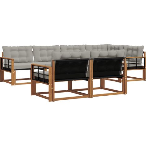 Conjunto de sofás de exterior 7 pcs Gris Natural y Claro vidaXL (1/5)