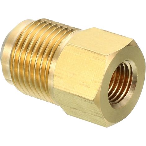 Connecteur Évasé Femelle 1/4" x 1/2" Mâle, Adaptateur en Laiton SAE à 45 Degrés, Raccord de Tuyau pour Conduite Gaz d'Air, Réfrigération, CVC - 1/4 pouce Female Flare 1/2 Male (1/5)