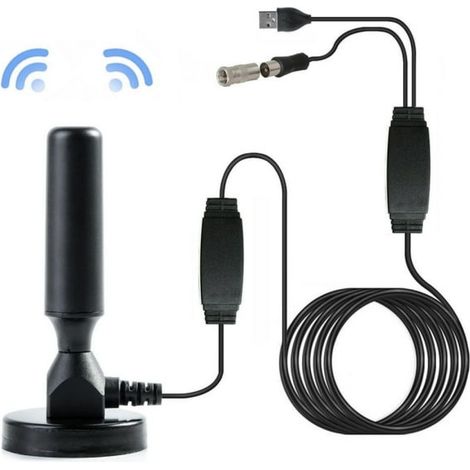 Antenne TV numérique HD intérieure/extérieure, portée de 3 200 km, récepteur TV, amplificateur, parabole satellite DVB-T/T2 (1/5)