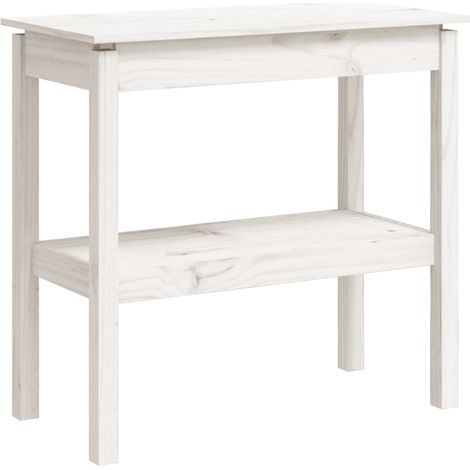 Table d'appoint console pratique avec étagères pour une entrée organisée 80 x 40 x 75 cm bois de pin solide blanc DEC031720