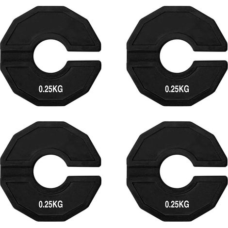4X Gym Micro-Plates Haltère Poids Fractionné Plaques en Caoutchouc Poids Fractionné Plaques Add-on Change Noir 0,25 Kg (1/5)