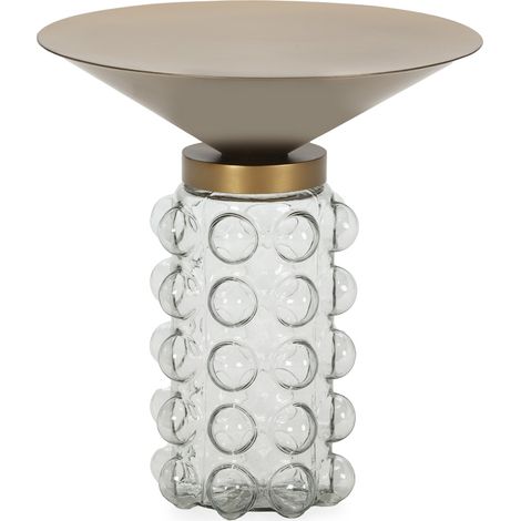 Mesa Auxiliar 44,5X44,5X49 Metal Dorado/Cristal Transparente (1/4)