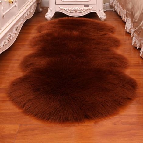 Tapis Longs Poils - Anti-dérapant - Doux et Moelleux - En Imitation Laine - Pour Chambre à Coucher ou Canapé - 40 x 60 cm (1/5)