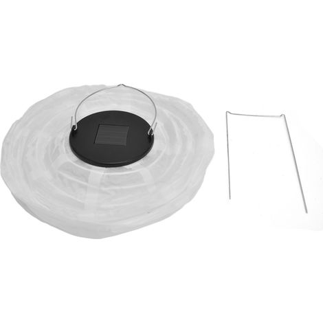 Lanterne solaire LED étanche, lanterne chinoise en tissu blanc pour mariage, fête, décoration maison et jardin. (1/5)