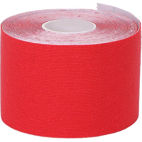 Bande de kinésiologie 5 cm x 5 m, bandage élastique de sport, bande de kinésiologie pour la récupération des tensions musculaires, rouge. (1/5)