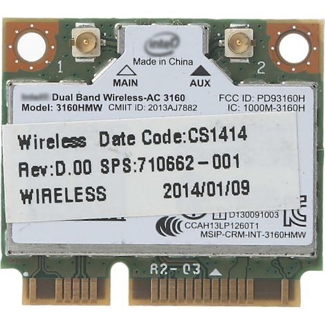 Dualband-Wireless-AC 3160 3160HMW AN Half Mini PCI-e WLAN-Karte für HP SPS (1/5)