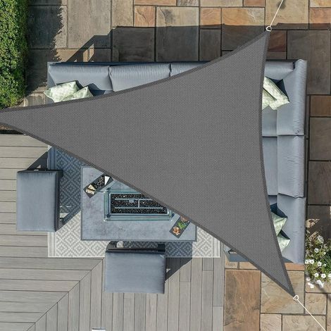5x5x5m Graphite Voile d’ombrage Triangle, Toile Imperméable Une Protection des Rayons UV à 95%, pour en Plein air, Jardin & Terrasse (1/5)