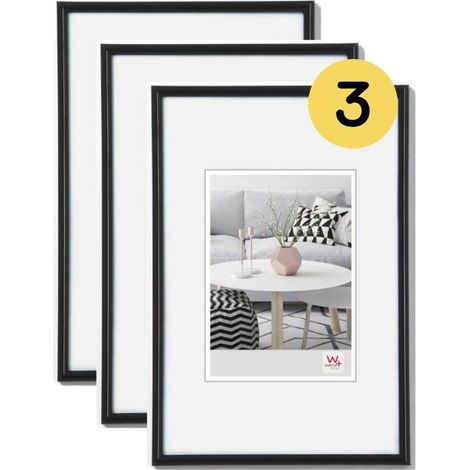 Cadre photo noir 13 x 18 cm lot de 3, Cadre plastique Galeria KB318H3 (1/5)