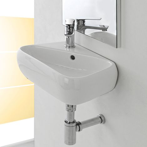 Lavandino Sospeso in Ceramica Lavabo Piccolo per Bagno Lavanderia (1/5)