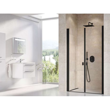 Ravak Chrome - Duschtür zweiflügelig CSDL2-110, 110x195 cm, schwarz/klarglas 0QVDC30LZ1 (1/5)