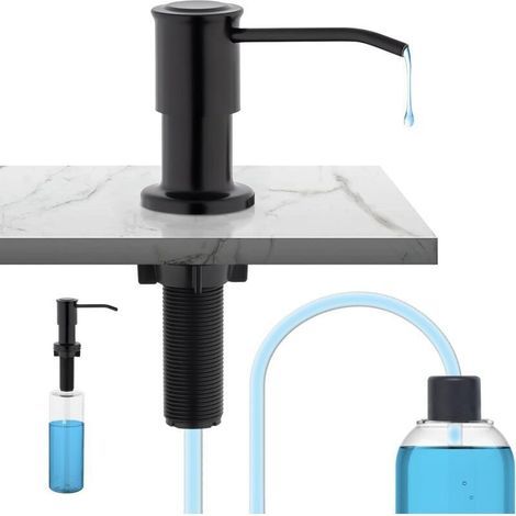 Distributeur de Savon pour Évier de Cuisine avec Bouteille 500ML et Ensemble de rallonge de 1,2 m, Diffuseur Pompe Liquide, Caché Distributeur Liquide Vaisselle (1/4)