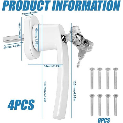 aluminium window handles 35 mm rod length (1/3)