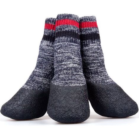 Longziming - Lot de 4 chaussettes imperméables et antidérapantes pour animaux de compagnie – Coton respirant – Fermeture velcro ajustable – Protection des pattes pour chiens – Taille 4 (1/5)