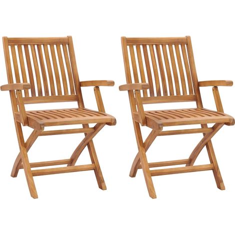 vidaXL Folding Chairs 2 pcs Solid Teak Wood (1/5)