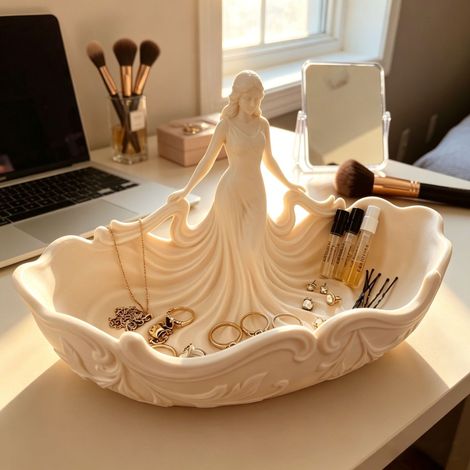 Plateau de Rangement à Bijoux en Forme de Déesse, 18 cm, Décoration Élégante pour Table, Entrée, Maison, Style Minimaliste (1/5)