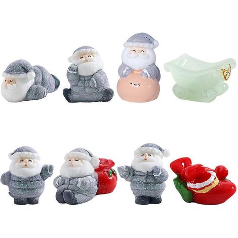 Lot de 8 figurines artisanales de Noël en résine représentant le Père Noël - Petites figurines décoratives de Noël-3.4X2CM (1/3)