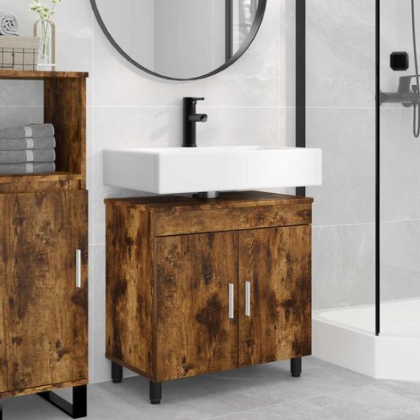 vidaXL Mobiletto da bagno Rovere Fumo 60 x 35 x 60 cm