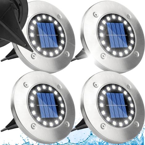 4 lámparas solares LED para jardín, tipo disco, para jardín, suelo, resistentes, 8 LED (1/5)