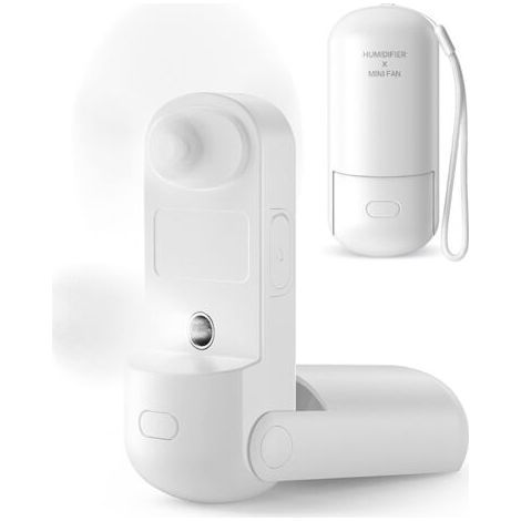 Ventilateur portatif brumisateur, ventilateur à main 3 en 1, 3 vitesses réglables, ventilateur personnel pliable pour filles femmes voyageant (blanc)dengyank (1/5)