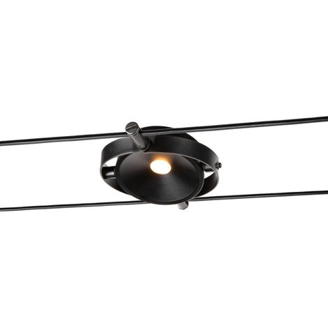 Systèmes câble tendu DURNO spot pour câble tendu T.B.T. TENSEO intérieur noir LED 6W 2700K - SLV 1002861 (1/3)