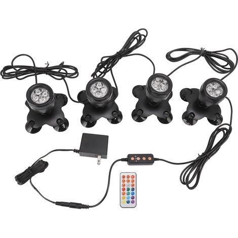 Lumière de bassin sous-marine colorée IP68 étanche Base réglable à 360 ° pour fontaine poisson piscine cour jardin 100-240V prise américaine (1/5)