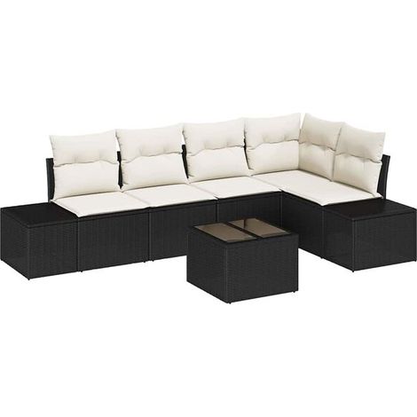 Ensemble de canapé de jardin en rotin polyéthylène marron et beige (1/5)