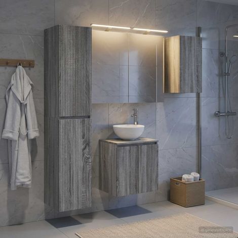 vidaXL Juego de Muebles de Baño 5 uds. Sonoma gris (1/5)