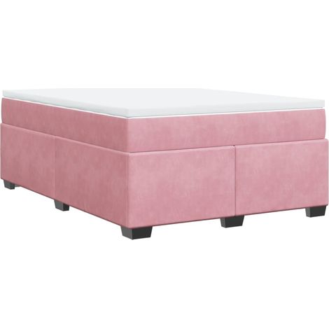 Maison Exclusive - Sommier à lattes de lit avec matelas Rose 160x200 cm Velours (1/5)