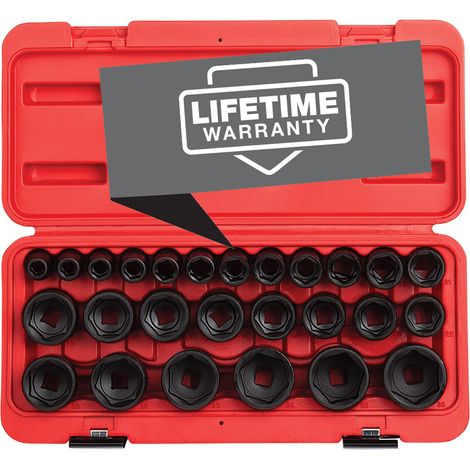 Sunex 2645 1/2-inch Drive Impact socket set, Metric, standard, a punti, Cr-Mo, 10 mm – 36 mm, pezzi (1/4)