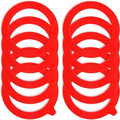Bocaux en verre avec joints en caoutchouc (lot de 10) - 70 x 95 mm (rouge) (1/5)