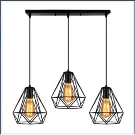 U-do 3 Têtes Suspension Lustre \ Lampe de Plafond Industrielle - Noir