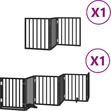 Puerta de seguridad para mascotas puerta plegable 9 paneles madera de álamo negro 020023283 (1/5)
