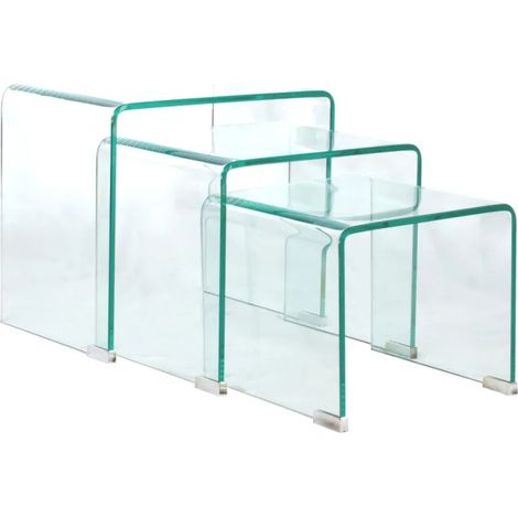 Set de 3 tables gigognes d'appoint en verre trempé H. 36 cm - ICE (1/5)