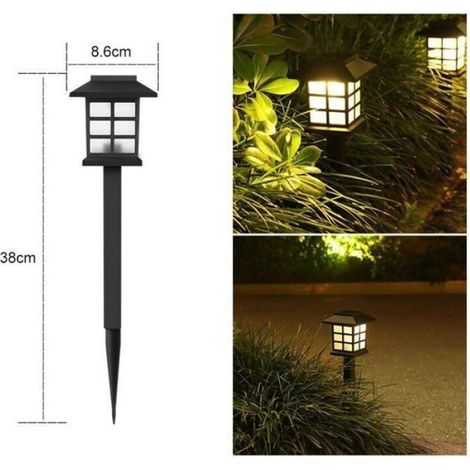 Luminaires solaires LED extérieurs - - 6 pièces - 8.6x8.6x38 cm - Lumière chaude - Jusqu'à 12 heures d'autonomie (1/5)