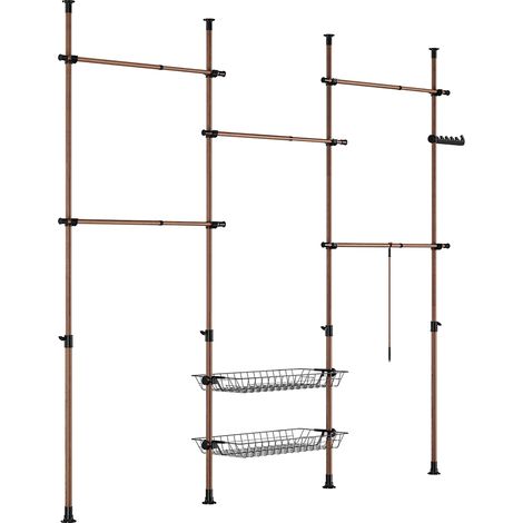 SoBuy Garderobenständer mit 2 Ablagen Braun 331,8x37x295cm Funktional KLS04-II-BR