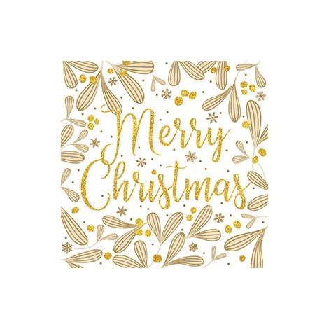 Braun & Company Servietten Sparkl.Mistletoes weiß 33 x 33 cm - 20er Pack Servietten