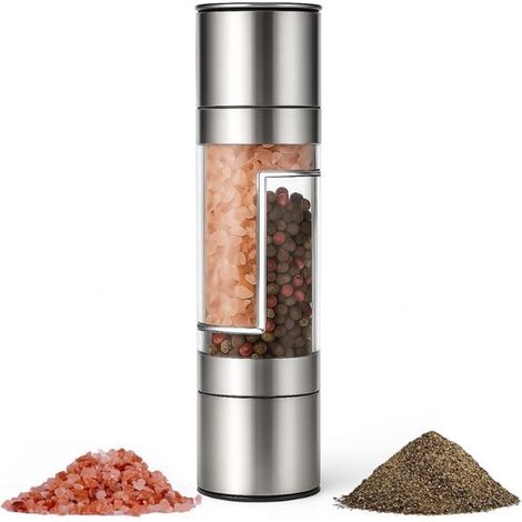 NTHProducts 2 in 1 Salz und Pfeffermühle Manuell verstellbare Himalaya Salzmühle Langlebiges Design für Küche und Grill für... (1/5)
