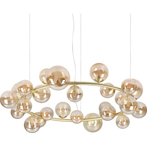 Ideal Lux Sospensione Collezione PERLAGE 25 luci G9 ambra metallo vetro (1/3)