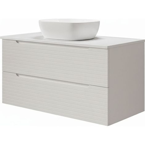 Kibath Mueble de baño con Lavabo BOREAL 100x45 cm acabado Blanco mate 2 cajones suspendido