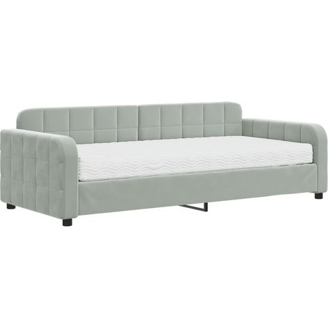 Maison Exclusive - Divano Letto con Materasso Grigio Chiaro 90x200 cm in Velluto