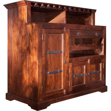 OXFORD 903 Mobile Bar in legno di acacia - laccato / nougat 140x66x125