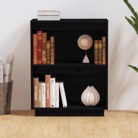 Meuble d'Entrée en Bois Massif de Pin, 60x34x75 cm, Console de Rangement avec Étagères, Noir, pour Couloir et Salon (1/5)
