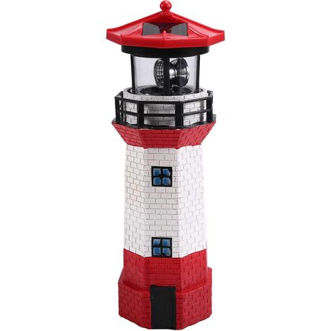 LED-Solar-Drehleuchtturm, dekorative Gartenleuchte, Landschaftsleuchte, Rundumleuchte (Rot) (1/4)