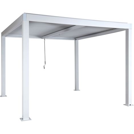 Pergola HHG-254, Gartenpavillon Lamellen-Pavillon, 11cm-Aluminium-Gestell, Regenrinne sturmfest, 3x3m weiß (1/5)